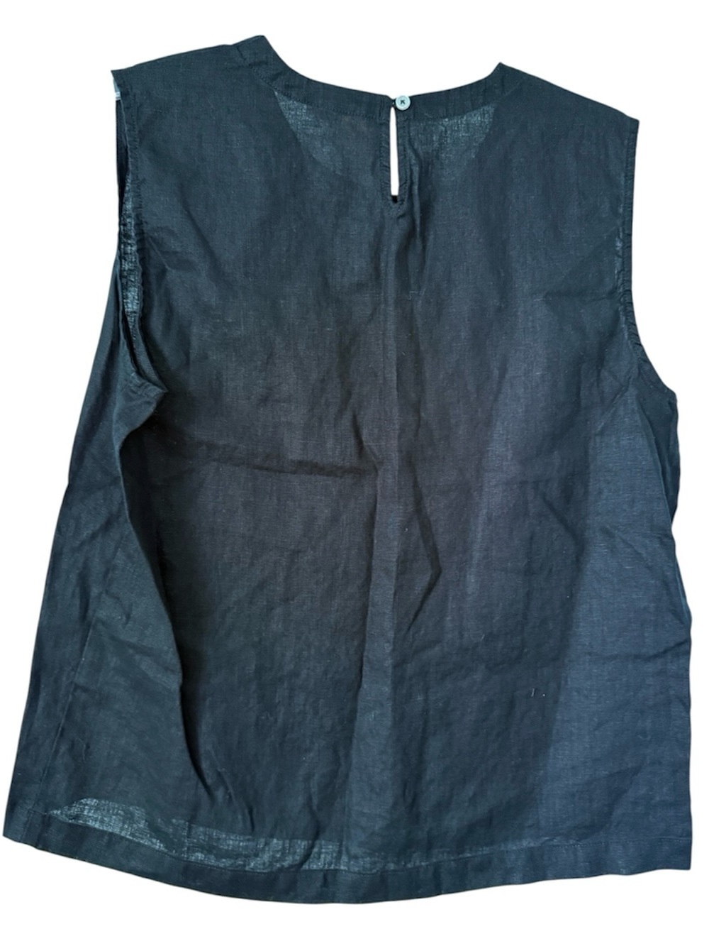 Quince Linen Large Black Sleeveless Top Neutral - Picture 2 of 4